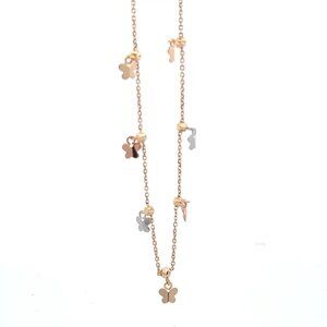 18K Gold Bracelet Butterflies Charms Three Tones Size 8 inches 2.54 grams